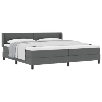 Dunkelgraues Boxspringbett mit Matratze 200x200 cm Stoff