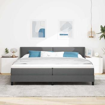 Dunkelgraues Boxspringbett mit Matratze 200x200 cm Stoff