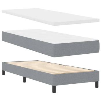 Boxspringbett mit Matratze hellgrau 80x200 cm Stoff