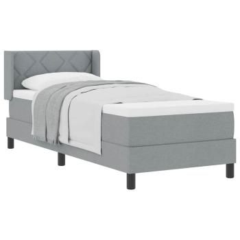 Boxspringbett mit Matratze hellgrau 80x200 cm Stoff