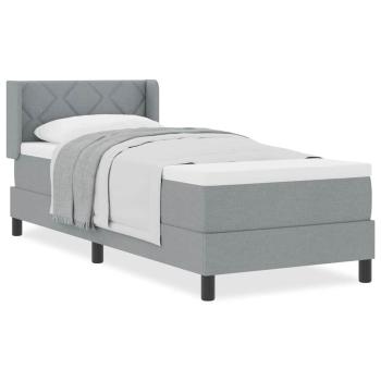 Boxspringbett mit Matratze hellgrau 80x200 cm Stoff