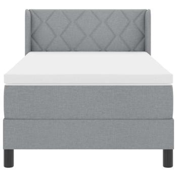 Boxspringbett mit Matratze Hellgrau 90x200 cm Stoff