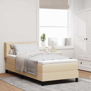 ARDEBO.de - Boxspringbett mit Matratze Creme 90x200 cm Stoff