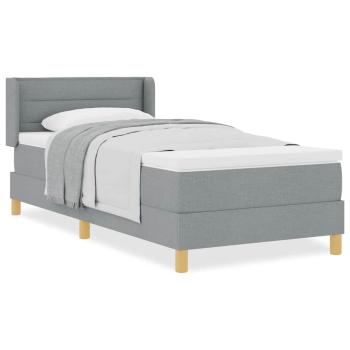 Boxspringbett mit Matratze Hellgrau 90x200 cm Stoff
