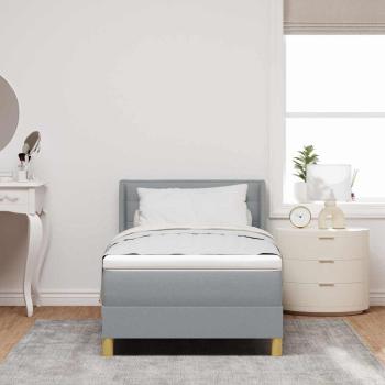 Boxspringbett mit Matratze Hellgrau 90x200 cm Stoff