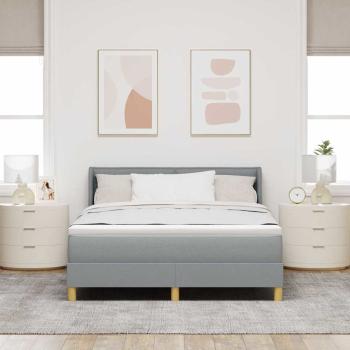 Boxspringbett mit Matratze Hellgrau 140x190 cm Stoff