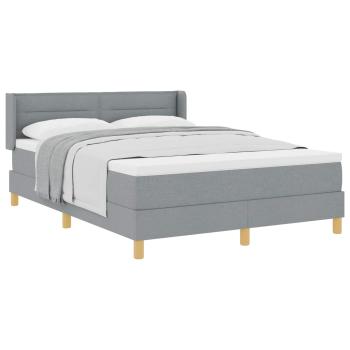 ARDEBO.de - Boxspringbett mit Matratze Hellgrau 160x200 cm Stoff