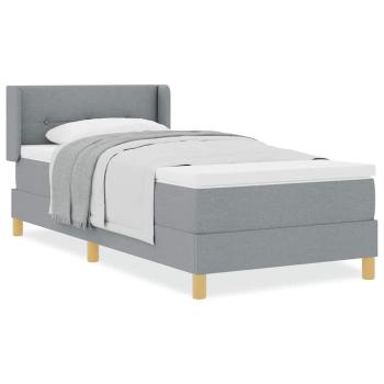 Boxspringbett mit Matratze Hellgrau 90x200 cm Stoff