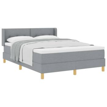 Hellgraues Boxspringbett mit Matratze 140x190 cm