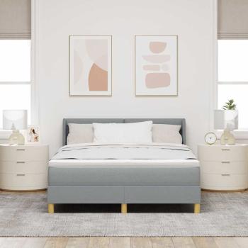 Hellgraues Boxspringbett mit Matratze 140x190 cm