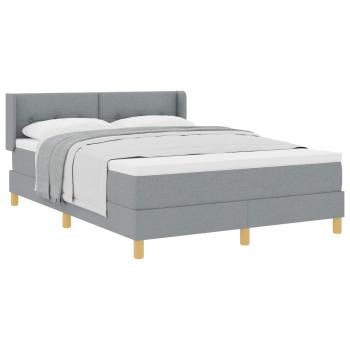 Hellgraues Boxspringbett mit Matratze 140x190 cm
