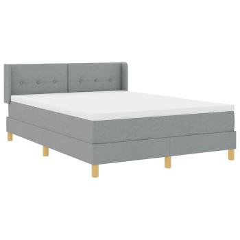 Hellgraues Boxspringbett mit Matratze 140x190 cm