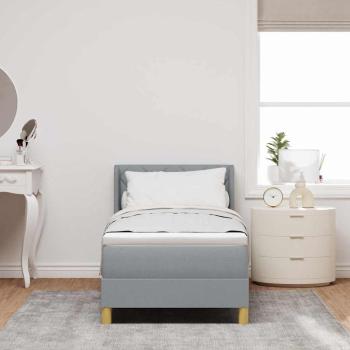 Boxspringbett mit Matratze Hellgrau 80x200 cm Stoff