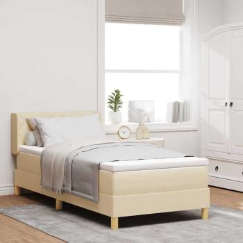 ARDEBO.de - Boxspringbett mit Matratze Creme 90x200 cm Stoff