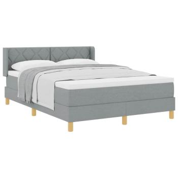 Boxspringbett mit Matratze Hellgrau 140x190 cm Stoff