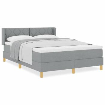 Boxspringbett mit Matratze Hellgrau 140x200 cm Stoff