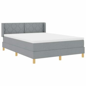Boxspringbett mit Matratze Hellgrau 140x200 cm Stoff