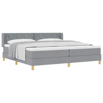 Boxspringbett mit Matratze Hellgrau 200x200 cm Stoff