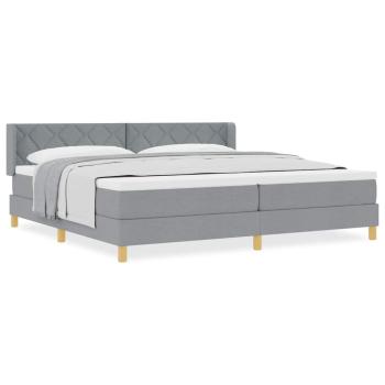 Boxspringbett mit Matratze Hellgrau 200x200 cm Stoff