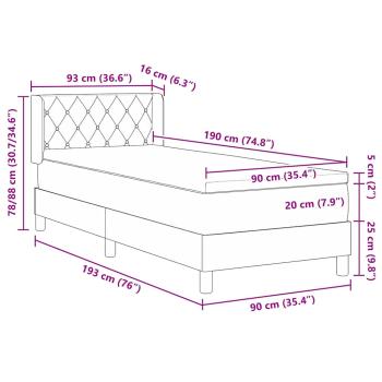 Boxspringbett mit Matratze Hellgrau 90x190 cm Samt