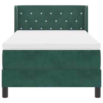 Boxspringbett mit Matratze Dunkelgrün 90x190 cm Samt