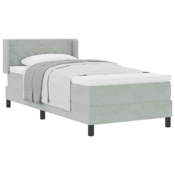 Boxspringbett mit Matratze Hellgrau 90x200 cm Samt