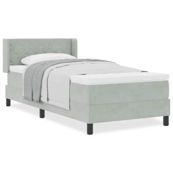 Boxspringbett mit Matratze Hellgrau 90x200 cm Samt