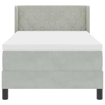 Boxspringbett mit Matratze Hellgrau 90x200 cm Samt