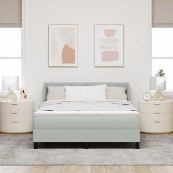 Boxspringbett mit Matratze Hellgrau 140x200 cm Samt
