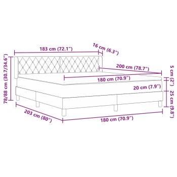 Boxspringbett mit Matratze Dunkelgrau 180x200 cm Samt