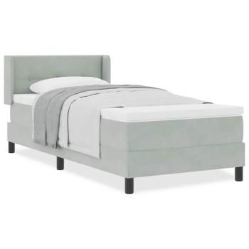 Boxspringbett mit Matratze Hellgrau 90x190 cm Samt