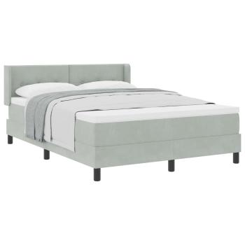 Boxspringbett mit Kopfteil Hellgrau 200 x 160 cm Samt