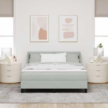 Boxspringbett mit Kopfteil Hellgrau 200 x 160 cm Samt