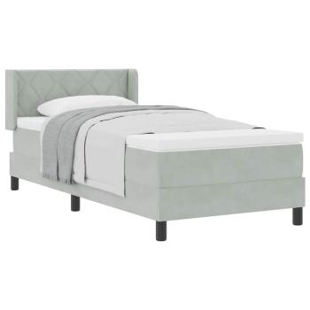 Boxspringbett mit Matratze Hellgrau 90x200 cm Samt