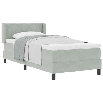 Boxspringbett mit Matratze Hellgrau 100x200 cm Samt