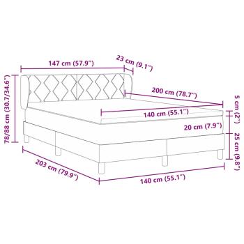 Boxspringbett mit Matratze Hellgrau 140x200 cm Samt