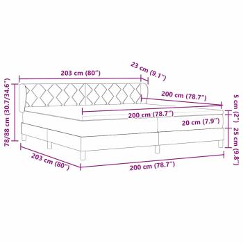 Boxspringbett mit Matratze Hellgrau 200x200 cm Samt