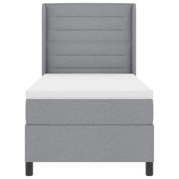 Boxspringbett mit Matratze Hellgrau 90x200 cm Stoff