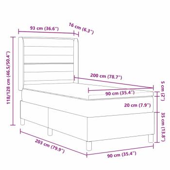 Boxspringbett mit Matratze Hellgrau 90x200 cm Stoff