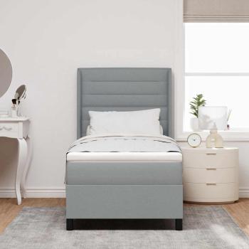 Boxspringbett mit Matratze Hellgrau 100x200 cm Stoff