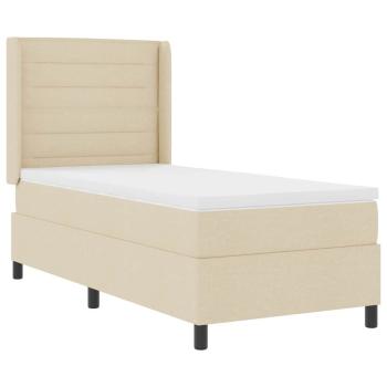 ARDEBO.de - Boxspringbett mit Matratze Creme 100x200 cm Stoff