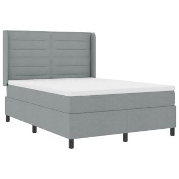 Boxspringbett mit Matratze Hellgrau 140x200 cm Stoff