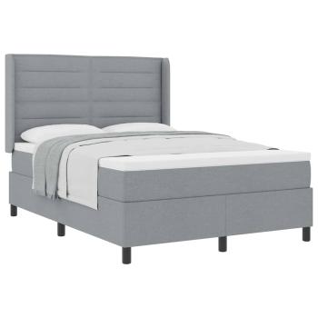 Boxspringbett mit Matratze Hellgrau 140x200 cm Stoff