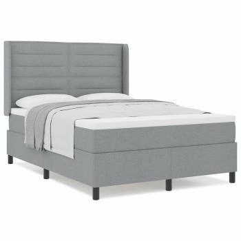 Boxspringbett mit Matratze Hellgrau 140x200 cm Stoff