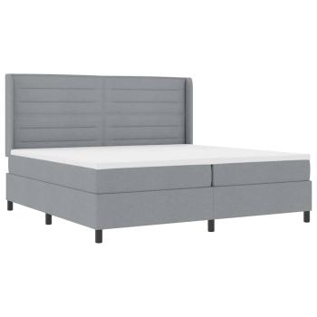 Boxspringbett mit Matratze Hellgrau 200x200 cm Stoff