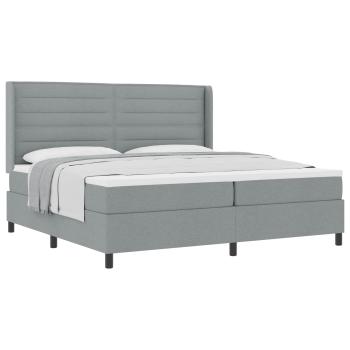 Boxspringbett mit Matratze Hellgrau 200x200 cm Stoff