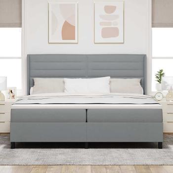 Boxspringbett mit Matratze Hellgrau 200x200 cm Stoff