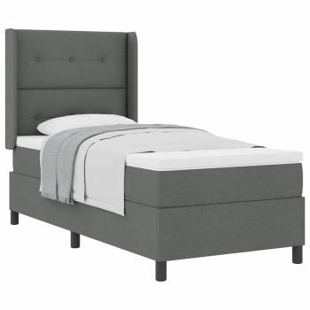 Boxspringbett mit Matratze Dunkelgrau 90x200 cm Stoff