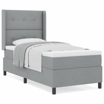 Boxspringbett mit Matratze Hellgrau 100x200 cm Stoff