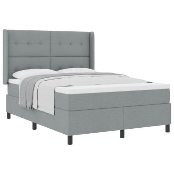 Boxspringbett mit Matratze Hellgrau 140x190 cm Stoff